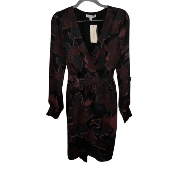 Evereve Allison Joy Sascha Surplice Faux Wrap Long Sleeve Dress Size Small - Picture 3 of 9